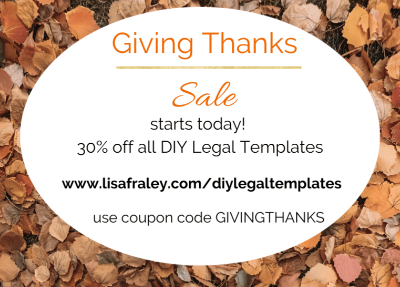 Sale on DIY Legal Templates starts today! (30% off)