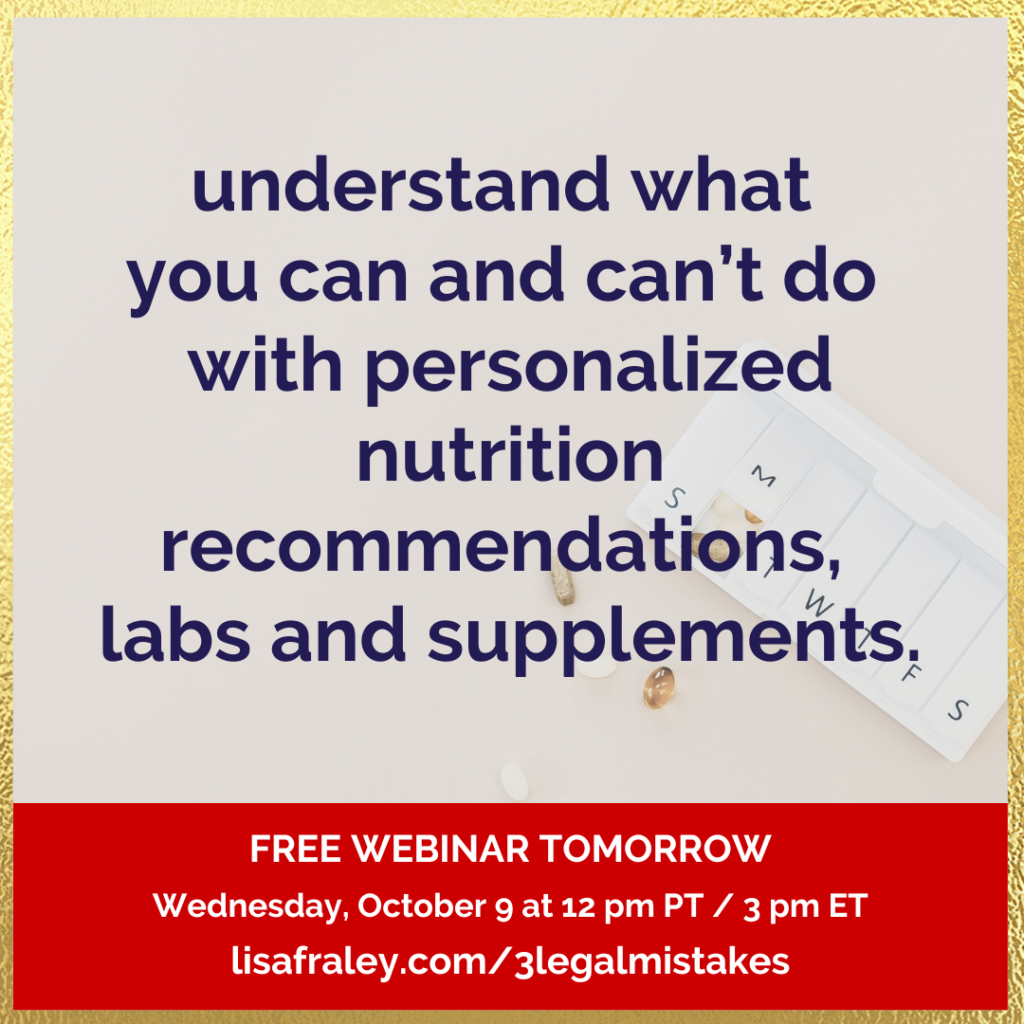 Free webinar tomorrow - understand what you can and can't do with personalized nutrition recommendations, labs and supplements